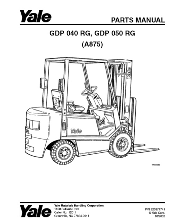 Yale GDP 040 RG, GDP 050 RG (A875) Forklift Parts Manual - Image 2