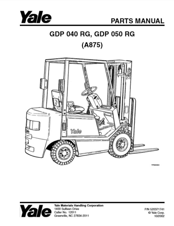 Yale GDP 040 RG, GDP 050 RG (A875) Forklift Parts Manual - Image 2