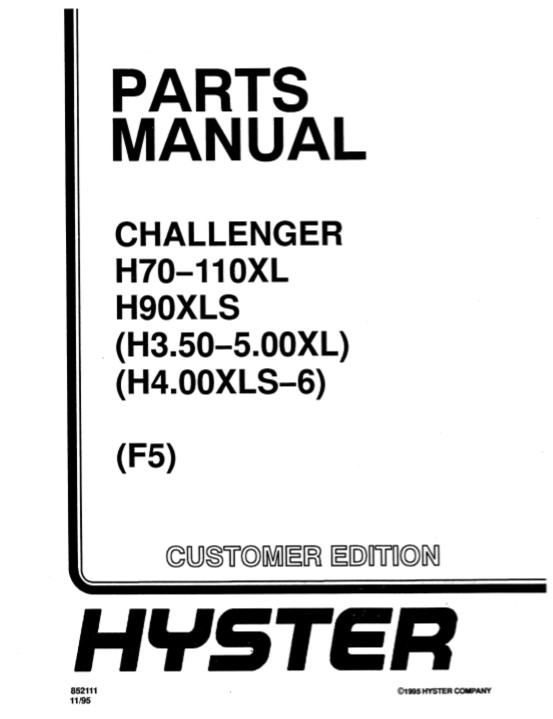 Hyster F5 Series Challenger Forklift Parts Manual - Image 2