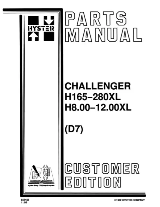 Hyster H165, Hyster H280XL (D7) Challenger Forklift Parts Manual - Image 2
