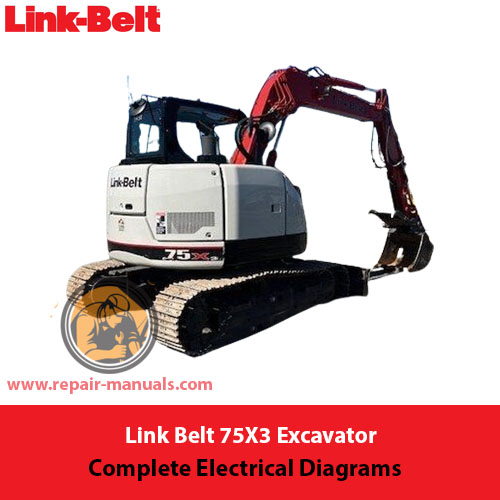 Electrical diagrams for the Link Belt 75X3 excavator, illustrating complete wiring and system connections