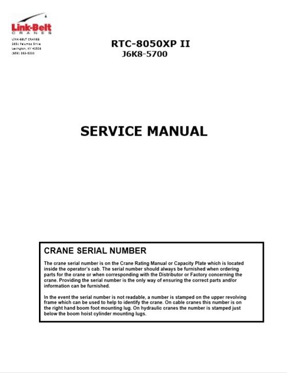 link-belt rtc-8050 series ii