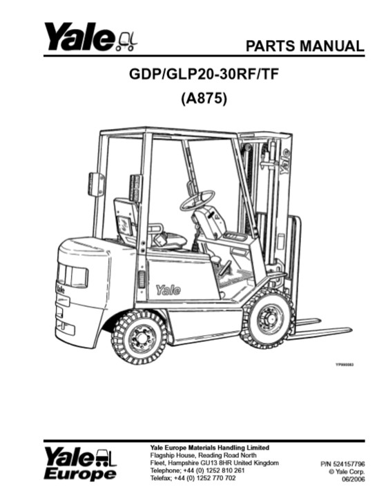 Yale GDP-GLP20-30RF-TF (A875) Forklift Parts Manual - Image 2