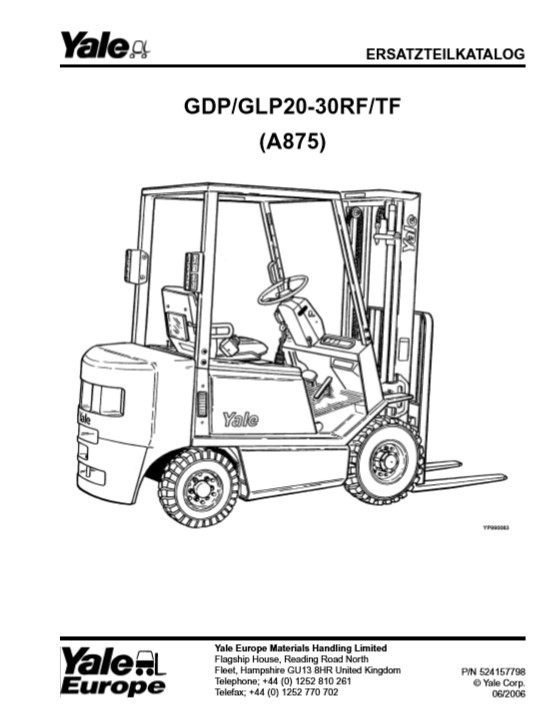 Yale GDP, Yale GLP20-30RF,TF (A875) Forklift Parts Manual - Image 2