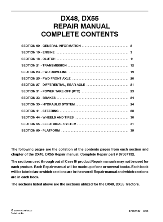 Case DX48 & Case DX55 Tractors Official Service Repair Manual - Image 2
