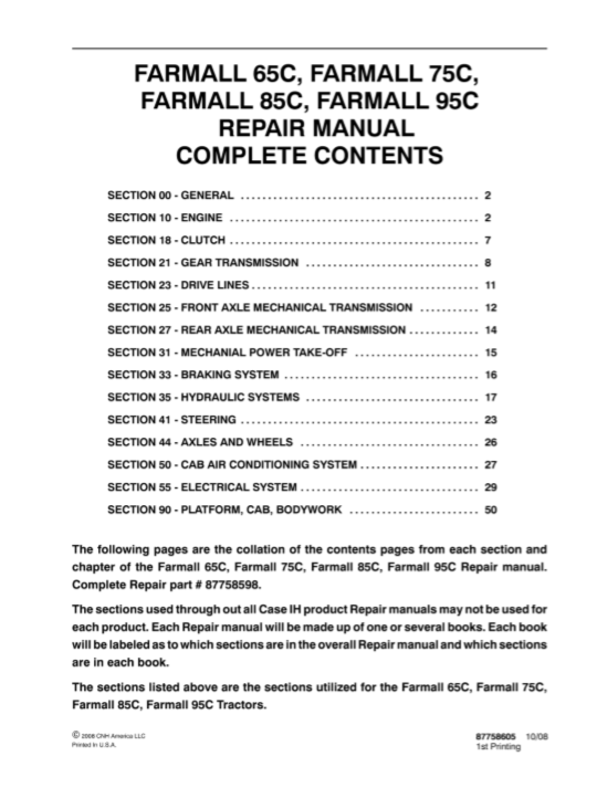Case Farmall 65C, Farmall 75C, Farmall 85C, Farmall 95C Tractor Service Repair Manual - Image 2