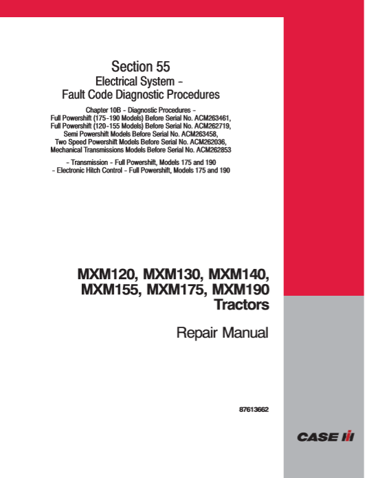 Case MXM120, MXM130, MXM140, MXM155, MXM175, MXM190 Tractors Fault Code Diagnostic Procedures - Image 2