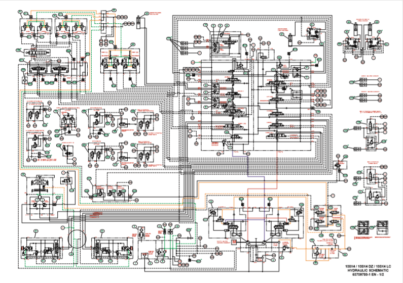 Link Belt 130X4, Link Belt 130X4 LC, Link Belt 130X4 DZ Excavators Complete Hydraulic Diagram - Image 2