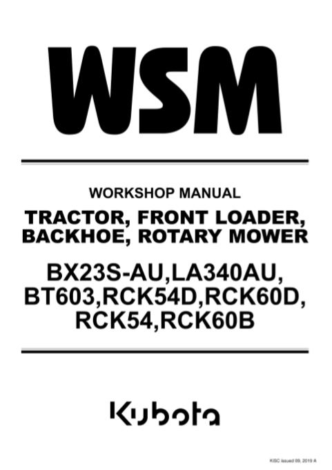 Kubota BX23S, Kubota LA340, Kubota BT603, Kubota RCK54D, Kubota RCK60D, Kubota RCK54, Kubota RCK60B Tractors Workshop Repair Manual - Image 2