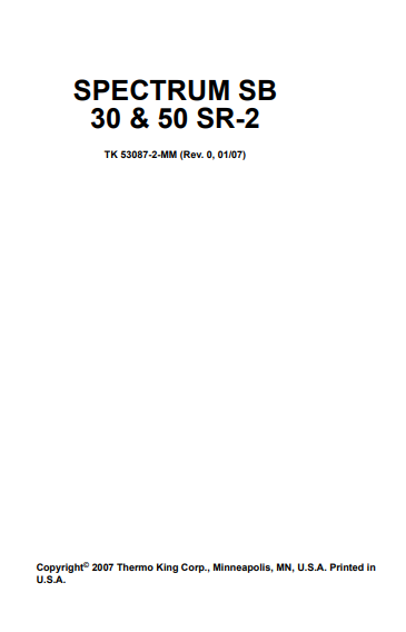 Thermo King Spectrum SB30, SB50 Maintenance Manual - Image 2