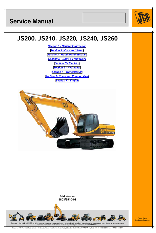 JCB JS210 Excavator Service Repair Manual - Image 2