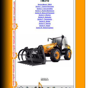 JCB TM310 Agricultural Teletruk Service Repair Manual cover featuring the model and technical illustrations