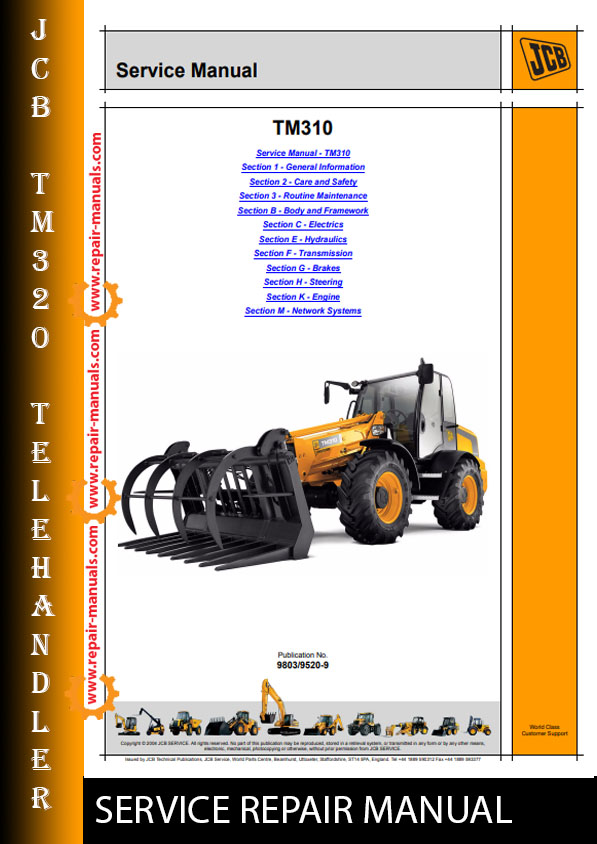 JCB TM320 Agricultural Teletruk Service Repair Manual cover featuring the model and technical illustrations