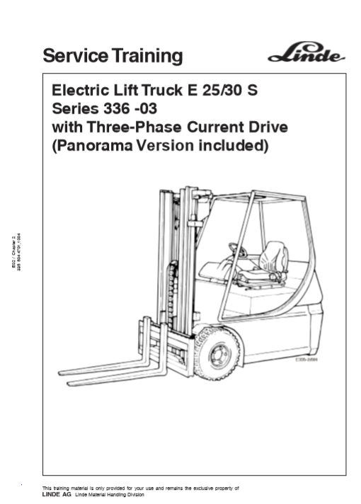 Linde E25S Electric Lift Truck Service Training Manual - Image 2