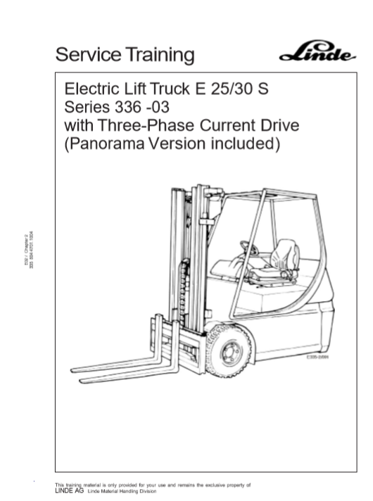 Repair manual for linde e30s forklift