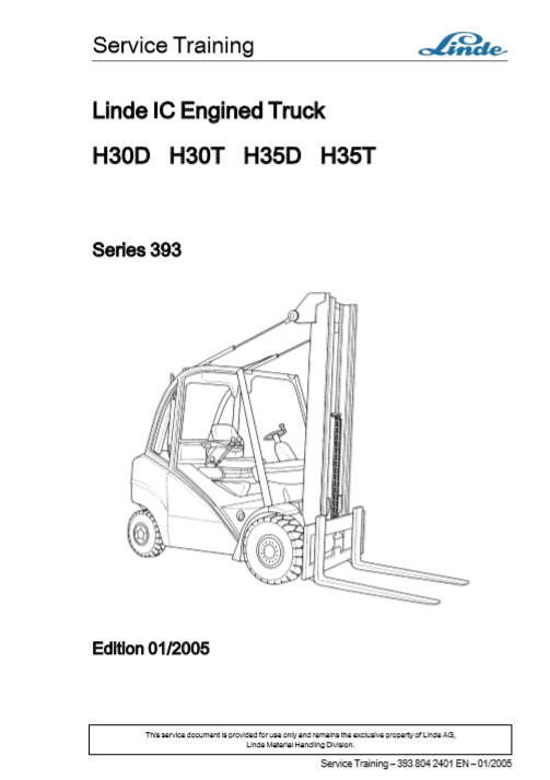 Linde Forklift H35D Service Training Manual - Image 2