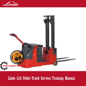Linde L16 Pallet Truck Service Training Manual, displaying the truck and essential training details for operators