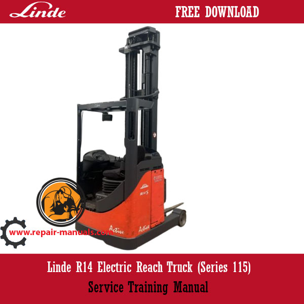 Linde R14 Electric Reach Truck Service Training Manual, displaying the truck and essential training details for operators
