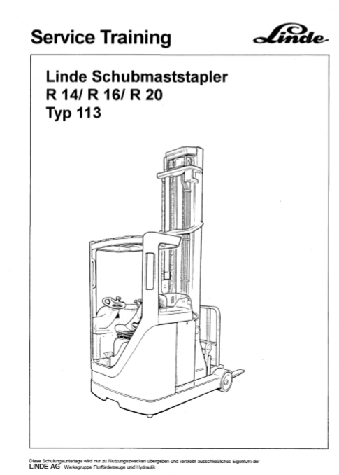 Linde R20 Schubmaststapler Service Training Manual - Image 2