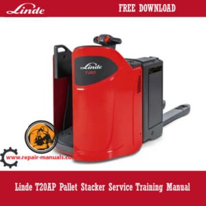 Linde T20AP Pallet Truck Service Training Manual, displaying the truck image and essential training details