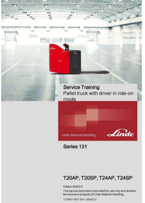 Linde T20SP Pallet Truck Service Training Manual - Image 2