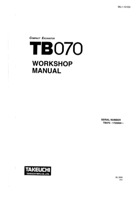 Comprehensive repair manual for Takeuchi TB070 excavator, focusing on maintenance and troubleshooting