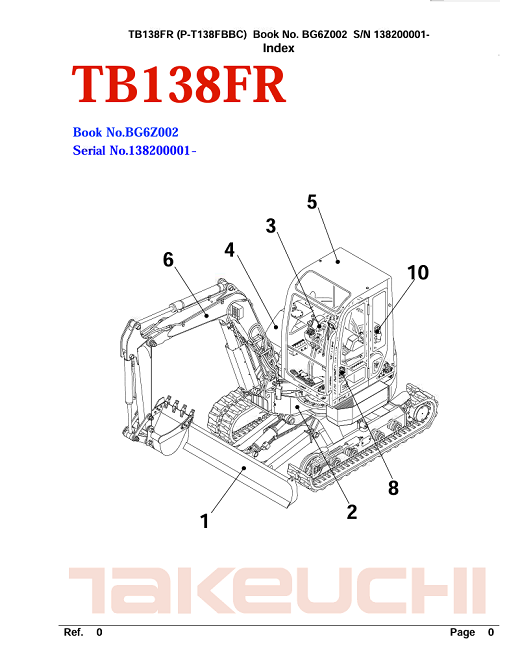 Takeuchi TB138FR Excavator Parts Manual - Image 2