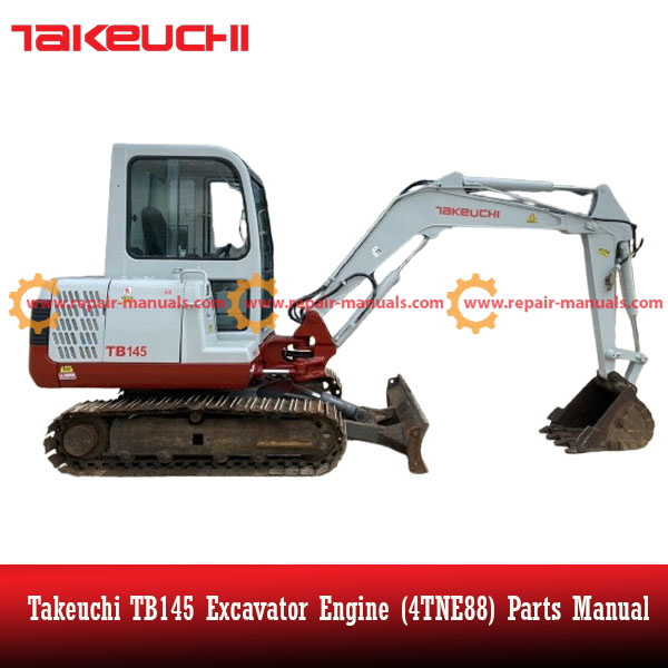 Parts manual for Takeuchi TB145 Excavator Engine (4TNE88), detailing components and specifications for maintenance and repair