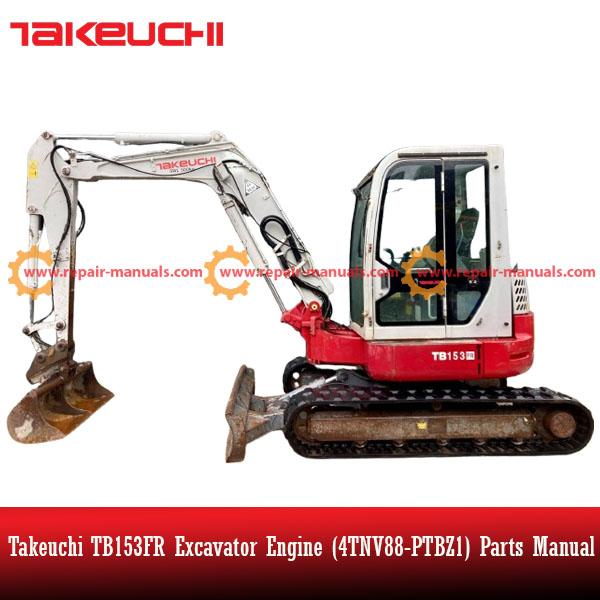 Illustrated parts manual for the Takeuchi TB153FR Excavator Engine (4TNV88-PTBZ1) with detailed component descriptions