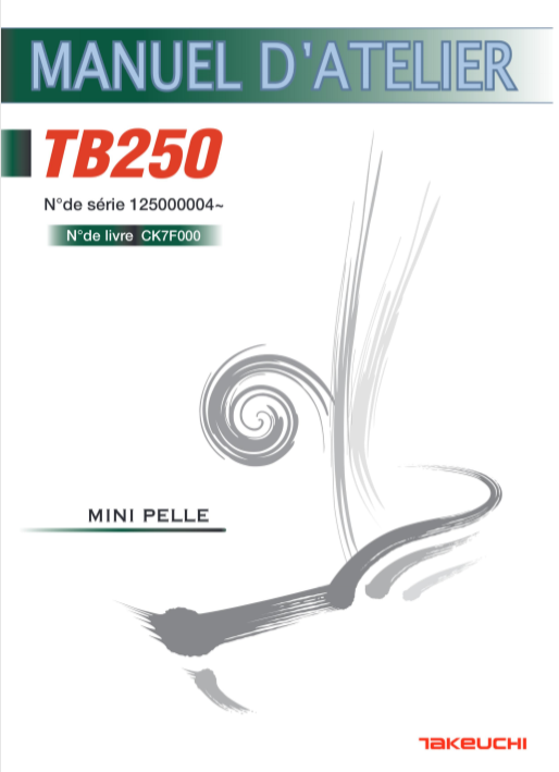 Manuel de réparation d'atelier de pelle Takeuchi TB250 - Image 2