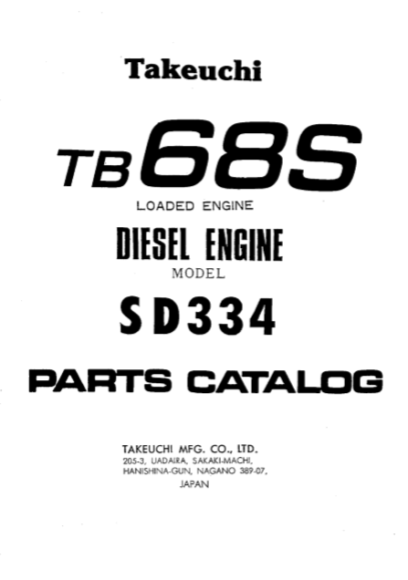 Detailed diagrams of engine parts for the Takeuchi TB68S