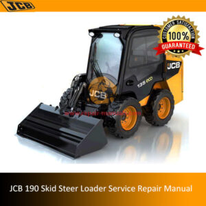 Service Repair Manual for JCB 190 Skid Steer Loader, showcasing the loader and detailed diagrams for maintenance