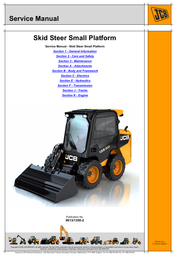 Comprehensive service manual for JCB 205 Skid Steer Loader, covering repair and maintenance guidelines