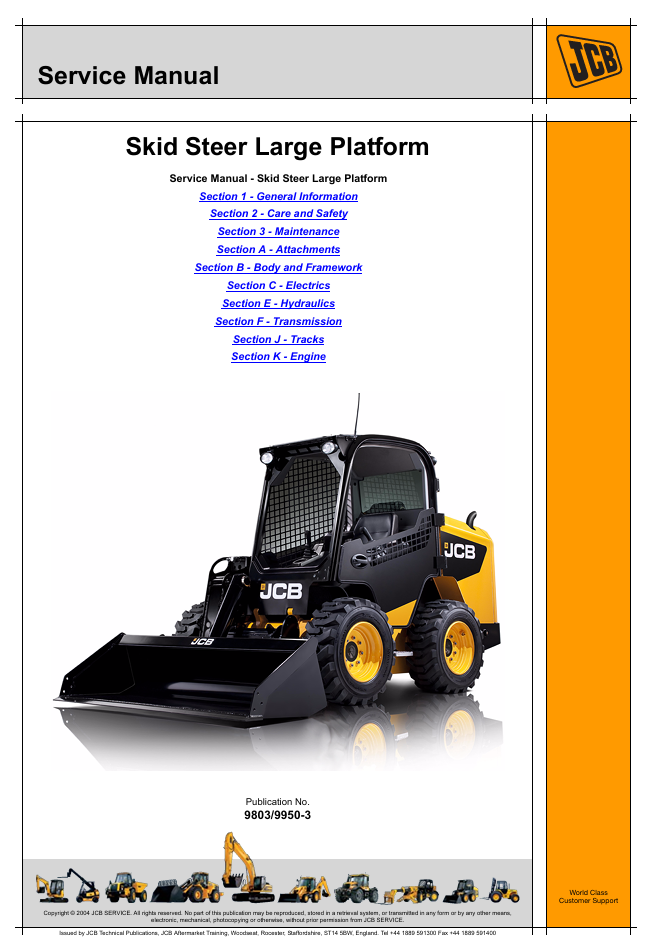 Comprehensive repair manual for JCB 260 Skid Steer, covering service guidelines and maintenance tips