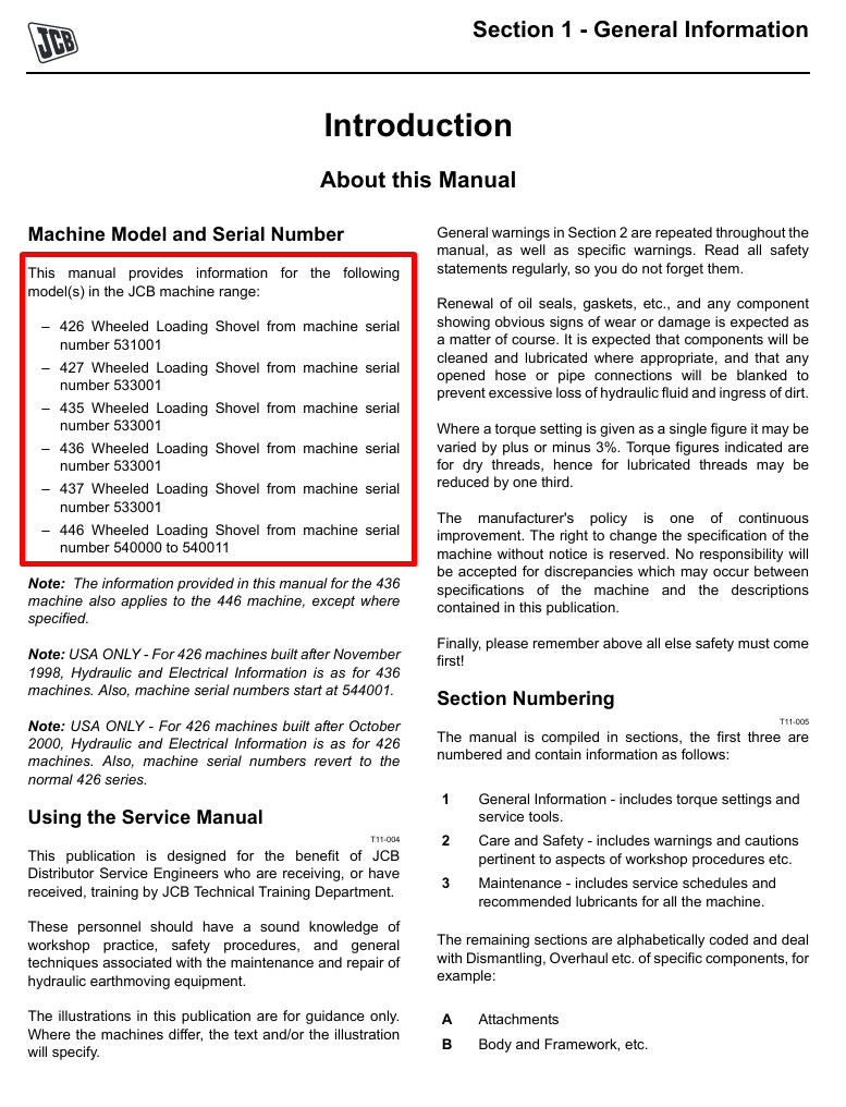 JCB 435 Wheeled Loading Shovel service manual, providing essential repair instructions and maintenance tips