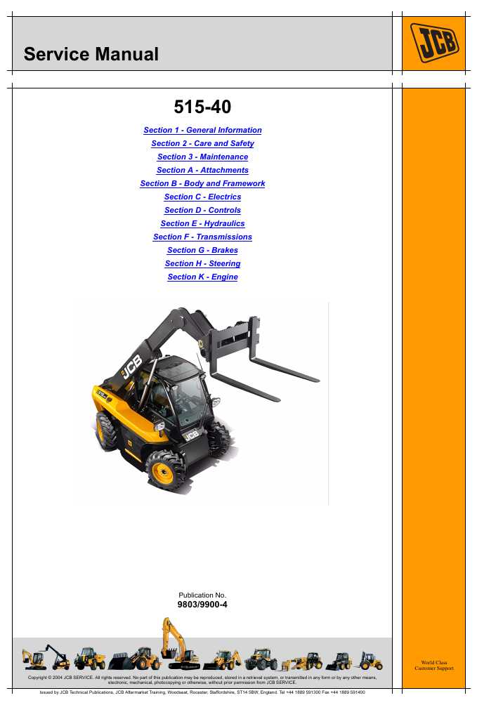 Detailed repair manual for JCB 515-40 Telehandler, focusing on service procedures and maintenance practices