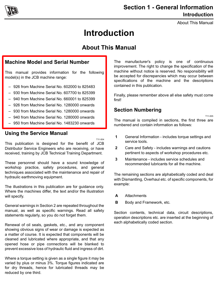 Comprehensive service manual for JCB 930 ForkLift, covering repair techniques and maintenance