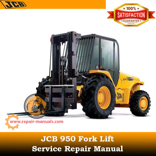 JCB 950 Forklift Service Repair Manual cover featuring the model and technical illustrations for maintenance guidance