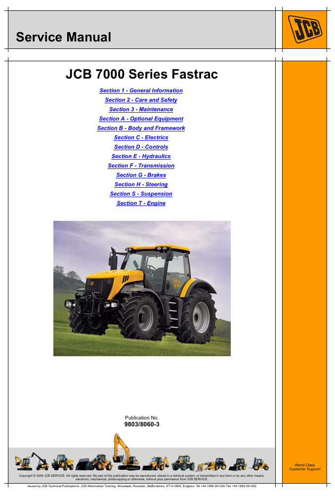 Comprehensive Service Repair Manual for JCB Fastrac 7200, providing essential maintenance and troubleshooting