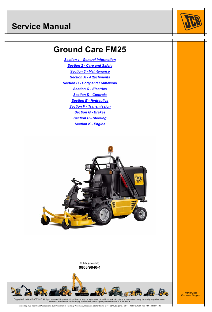 CB Ground Care FM25 Service Repair Manual, providing comprehensive service and repair information