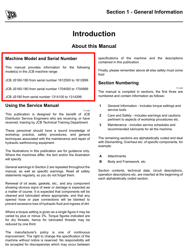 JCB JS160 Excavator Service Repair Manual - Image 3