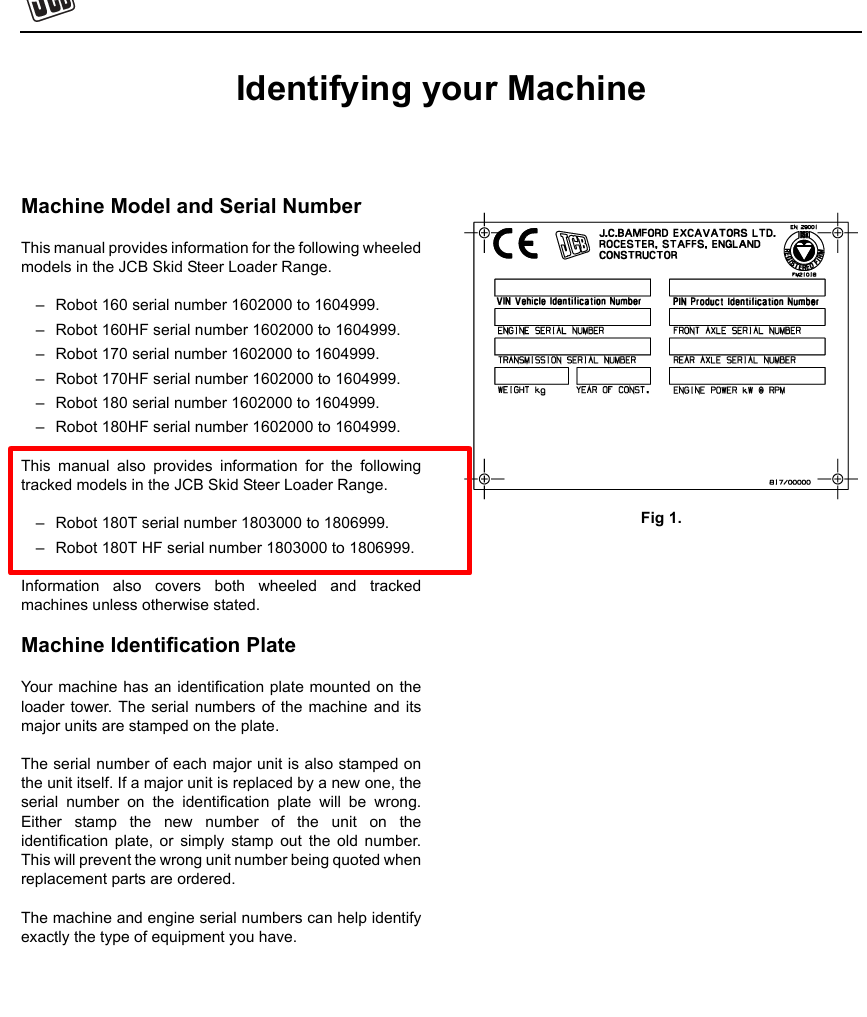 Detailed service repair manual for the JCB Robot 180Thf Skid Steer Loader, focusing on maintenance and operational procedures