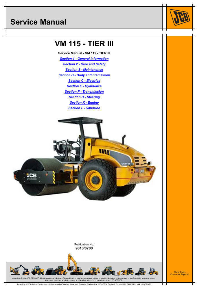 CB VM115 Roller Service Repair Manual cover showing detailed instructions for maintenance and repairs