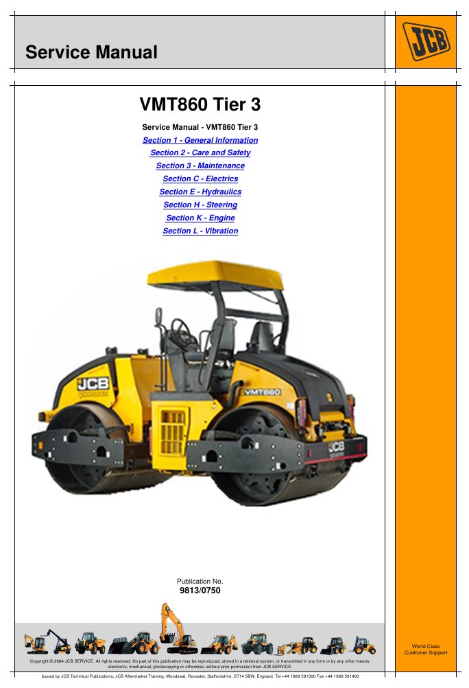Service Repair Manual for JCB VMT860 Road Roller, highlighting maintenance procedures and repair techniques