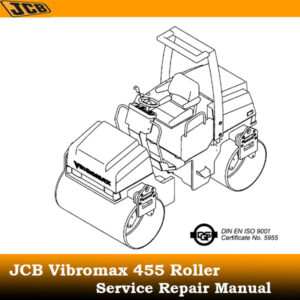 JCB Vibromax 455 Roller Service Repair Manual cover featuring the model and technical illustrations for maintenance guidance