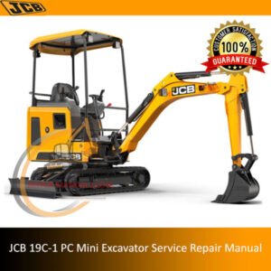 JCB 19C-1 PC Mini Excavator service repair manual cover featuring the model and technical illustrations