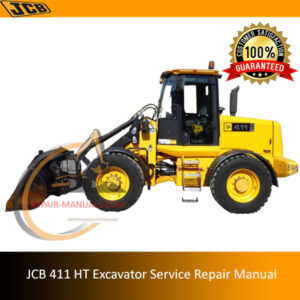 JCB 411 HT Wheel Loader Service Repair Manual, displaying the loader with technical graphics for maintenance guidance