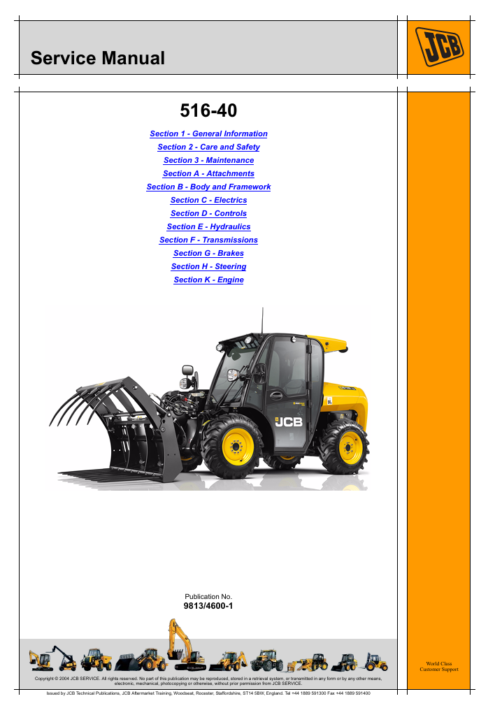 Detailed repair manual for JCB 516-40 Telehandler, focusing on service procedures and maintenance practices