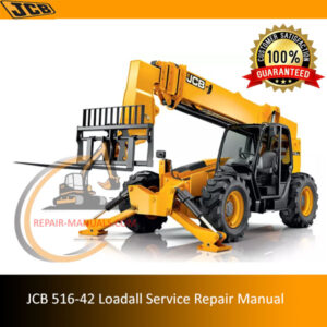 JCB 516-42 Loadall Service Repair Manual cover featuring the model and technical illustrations for maintenance guidance