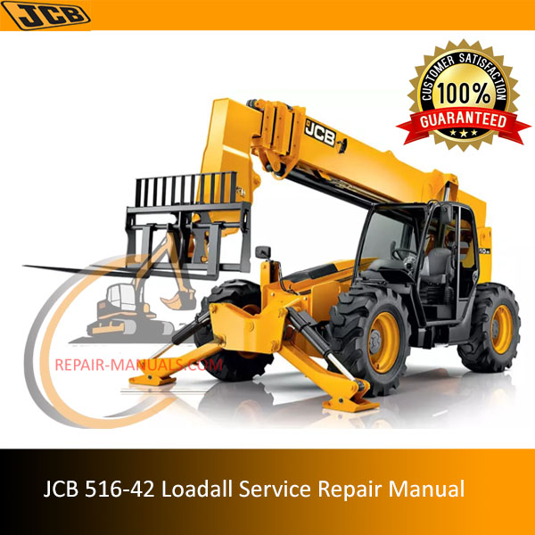 JCB 516-42 Loadall Service Repair Manual cover featuring the model and technical illustrations for maintenance guidance